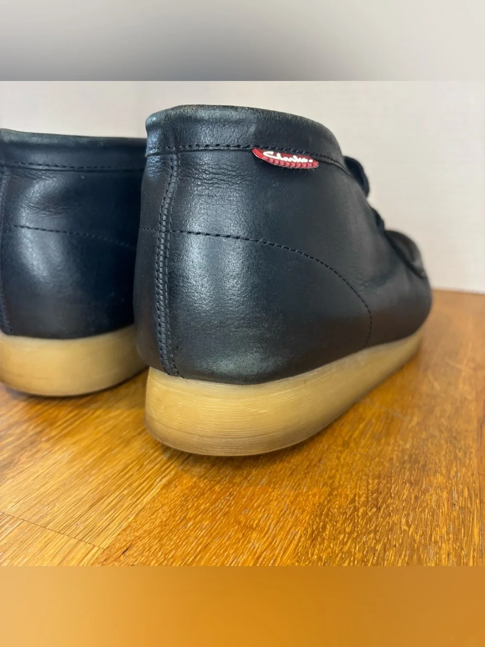 Clarks Stinson Hi Navy Blue Leather Chukka Boots Mens 9.5 Wallabee Style Lace Up